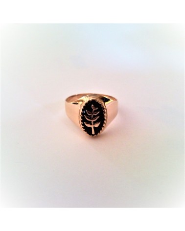 Bague feuille acacia onyx en or