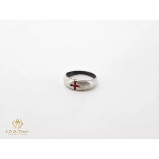 bague templier en argent croix rouge