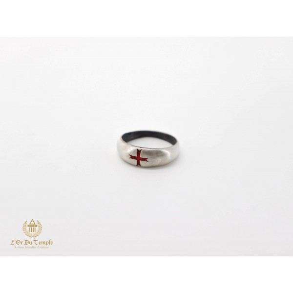 bague templier en argent croix rouge