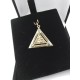 Pendentif triangle acacia en or 750/1000 et oxyde rouge