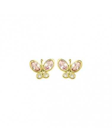 boucle d'oreille papillon teinté rose