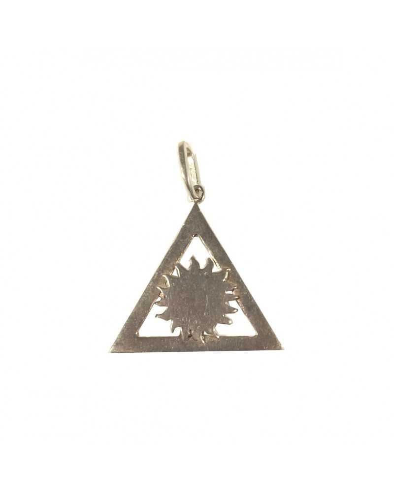 Pendentif triangle maçonnique soleil en argent - L'or du temple