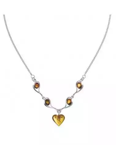 Collier Coeur Ambre Argent