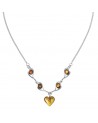 Collier Coeur Ambre Argent