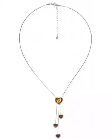 Collier Coeur Ambre Argent réglable