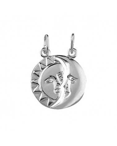 Pendentif-soleil-lune en argent - Bijou maçonnique - L'or du temple