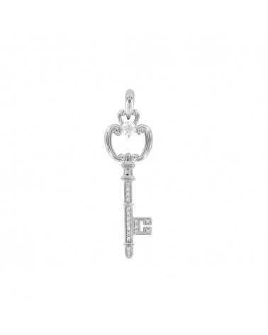 Pendentif clé Oxyde Argent 925/1000 rhodié