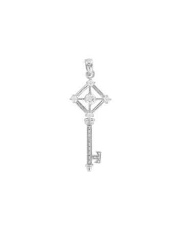 Pendentif clé Oxyde Argent 925/1000 rhodié