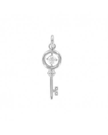 Pendentif clé Oxyde Argent 925/1000 rhodié