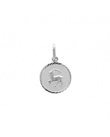 médaille Capricorne en argent rhodé