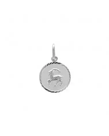 médaille Capricorne en argent rhodé
