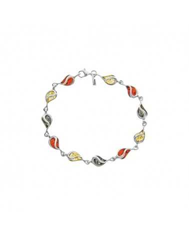 bracelet argent ambre tricolore