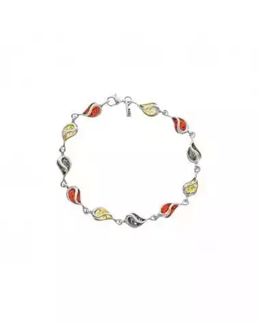 bracelet argent ambre tricolore