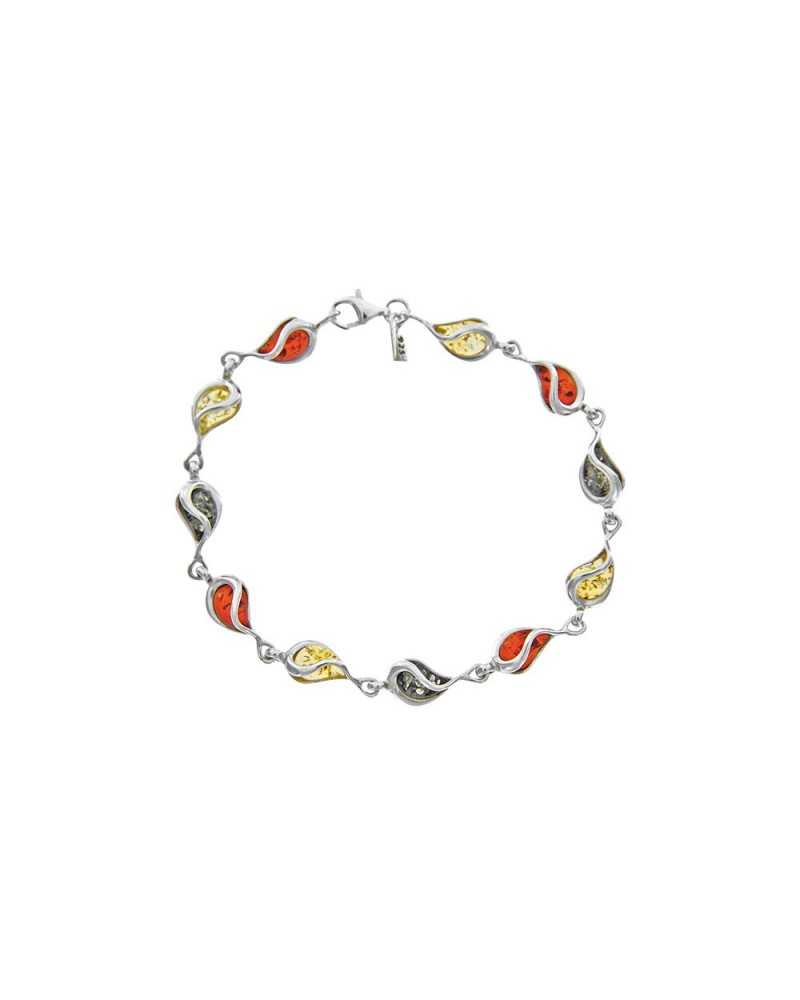 bracelet argent ambre tricolore