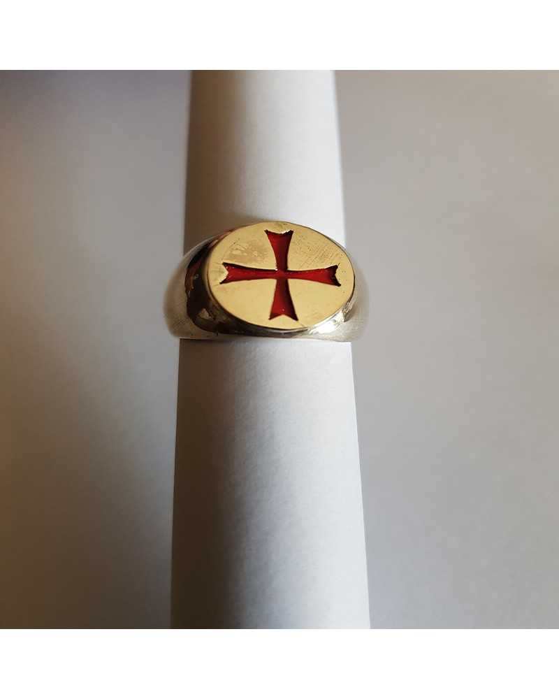 bague templier argent croix rouge