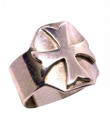 bague ouverte avec croix en relief