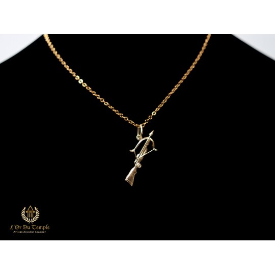 Pendentif médiévale arbalète en or