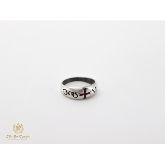 Pendentif deus vult croix rouge argent